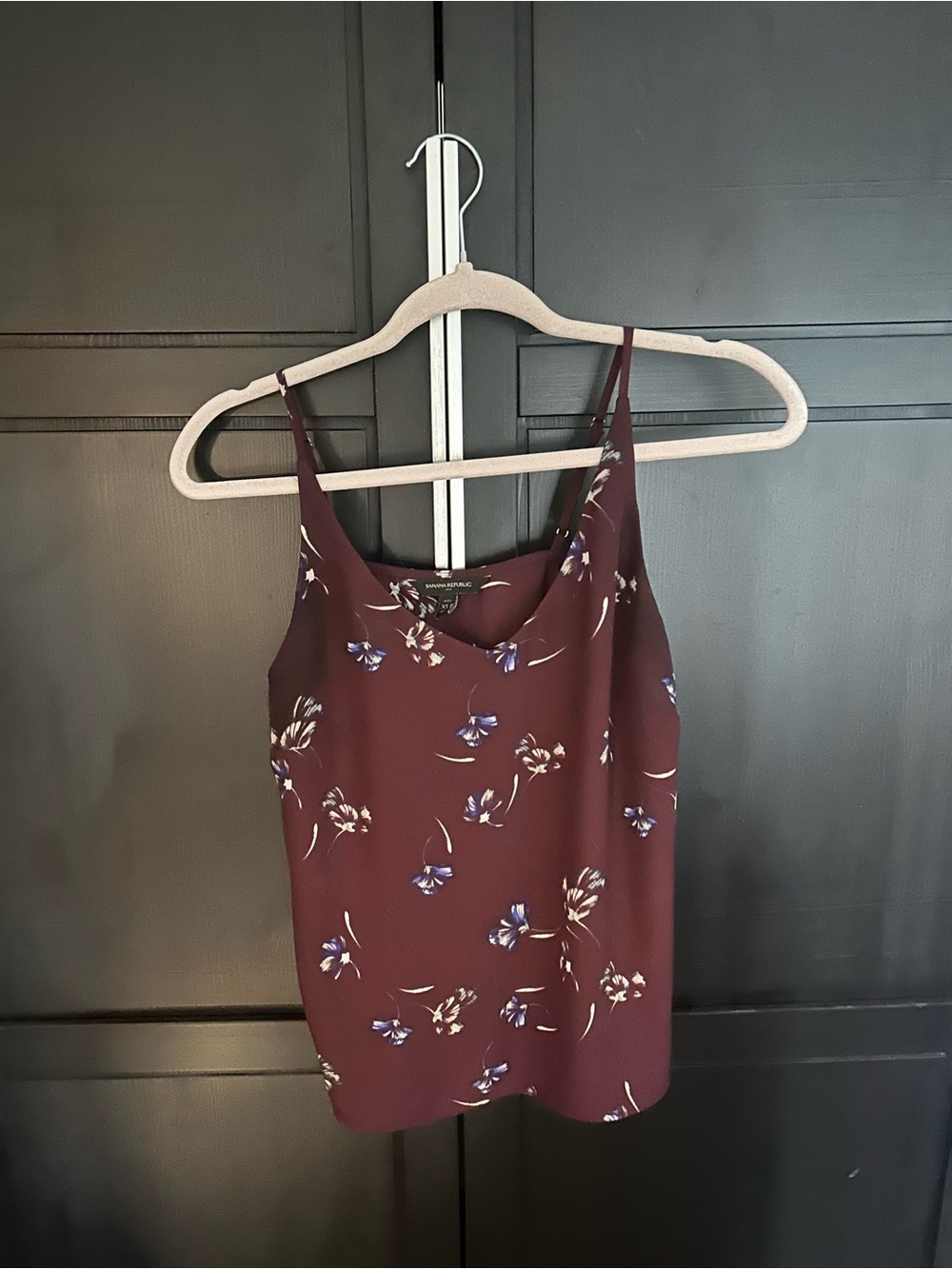 Banana Republic Burgundy Floral V-Neck Camisole